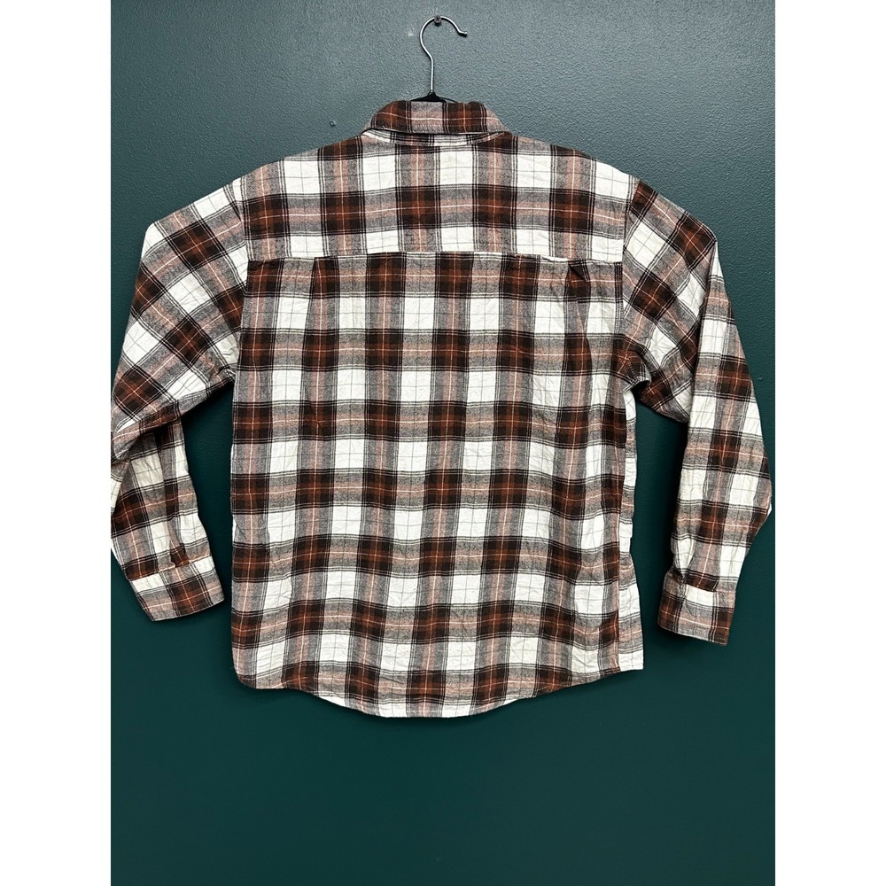 Faded Glory Button Down Long Sleeve Brown Flannel Shirt Size Medium SKU 170 - Picture 2 of 3